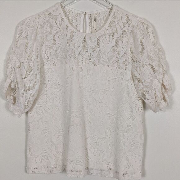 Anthropologie Cream Lace Shirt Women's XS - Picture 8 of 10